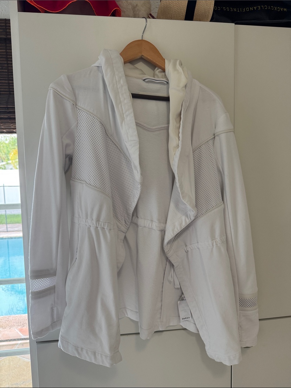 blanc noir White Hooded Utility Jacket with Mesh Panels